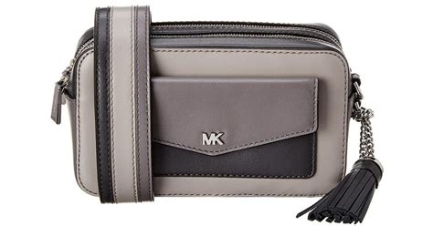 michael michael kors small pocket leather camera bag|michael kors camera handbags.